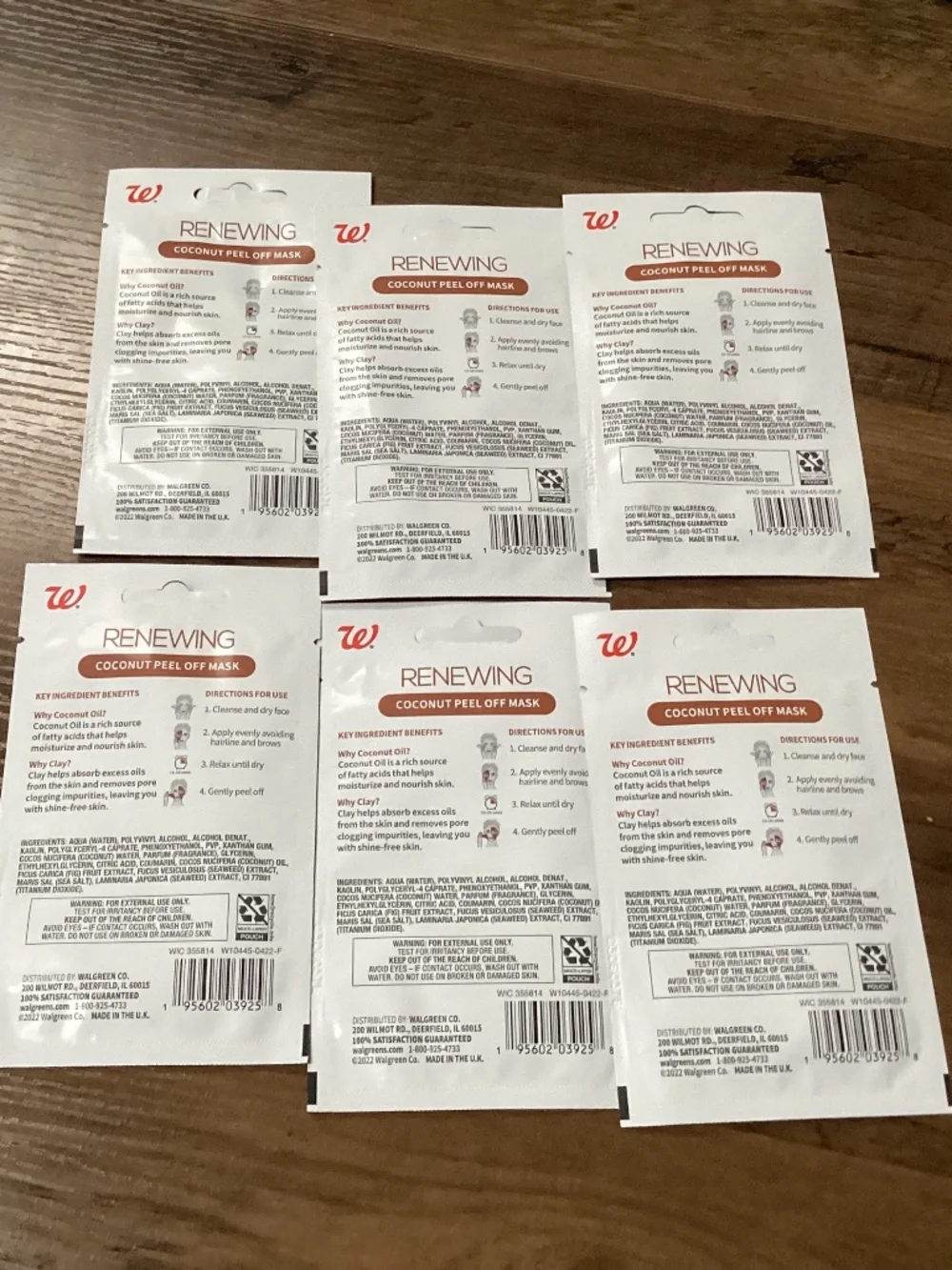 Walgreens Renewing Coconut Peel Off Mask Bundle 6 pack NEW